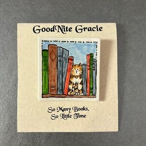 Cat and book pin